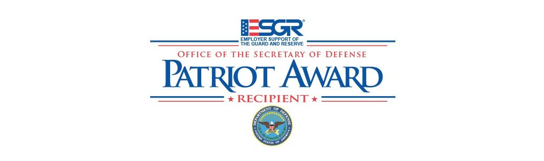 Employer Support of the Guard and Reserve logo plus the text Office of the Secretary of Defense Patriot Award Recipient