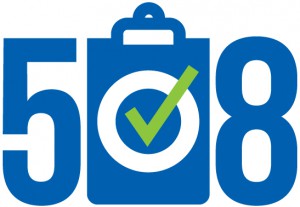 illustration of the letters "508" where the "0" is replaced with a clipboard.